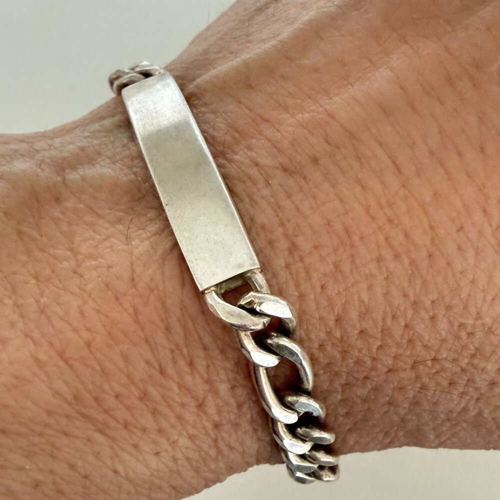 925 STERLING SILVER ID BAR CRB LINK BRACELET 6.5" 14 G BLANK ENGRAVABLE